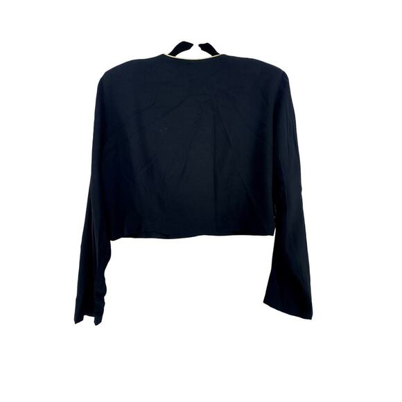 Vintage 80s black gold embroidered blazer size 14 - Picture 3 of 4